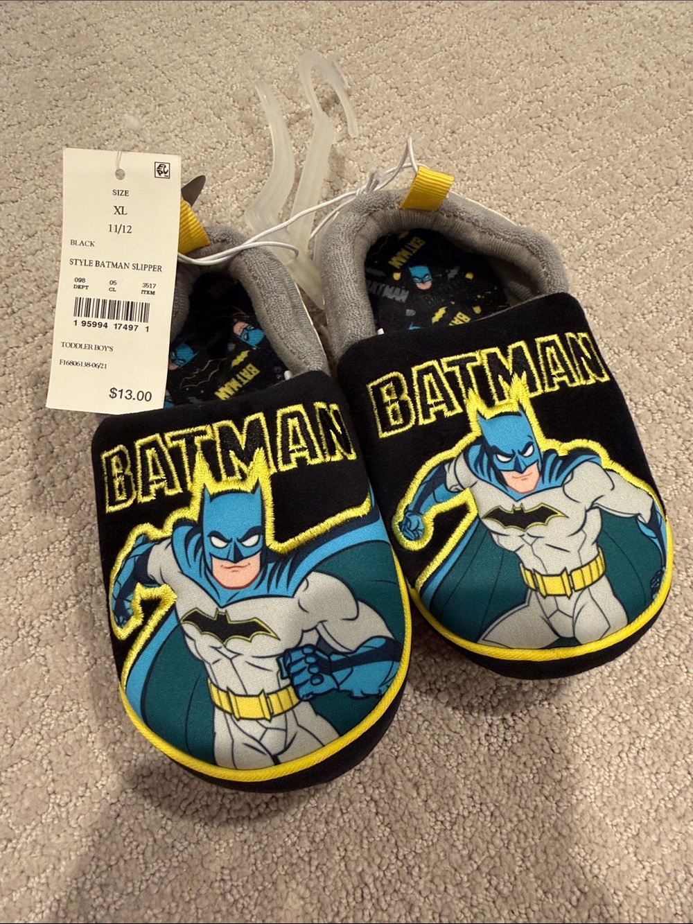 NWT Batman Kids Slipper - Black and Yellow